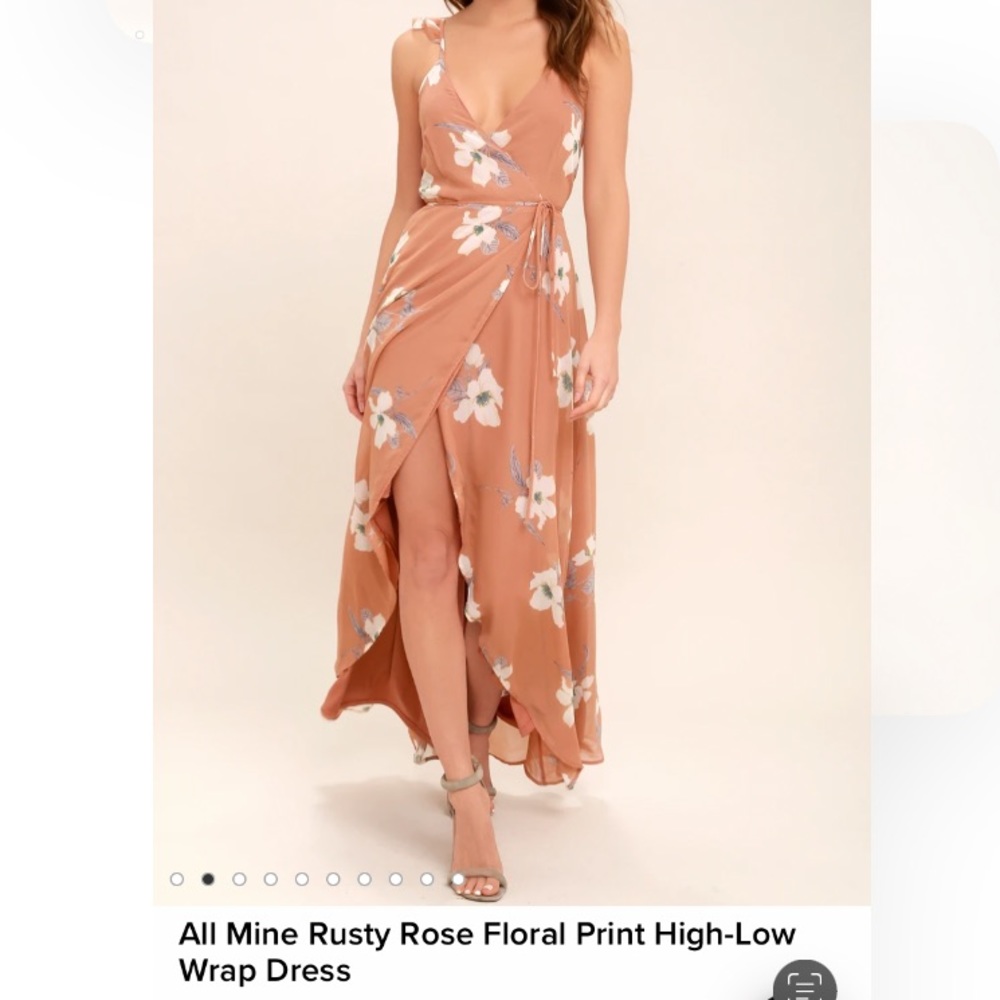 Lulu’s Rusty Rose Floral High-Low Wrap Dress